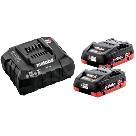 Metabo Accessoires - Set chargeur 4A, 2 batteries LiHD 18 V 4.0 Ah 685191000