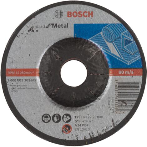 Bosch – Meule à ébarber 2608603182 – Disque 125mm pour métal – Alésage 22,23mm – Épaisseur 6mm – 24 pièces