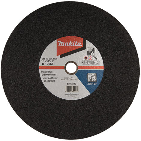 Makita – Disque à tronçonner métal 355mm – Alésage 25,4mm – Épaisseur 3mm – Lot de 5 – Pour coupes précises dans acier et fonte grise - 2414EN