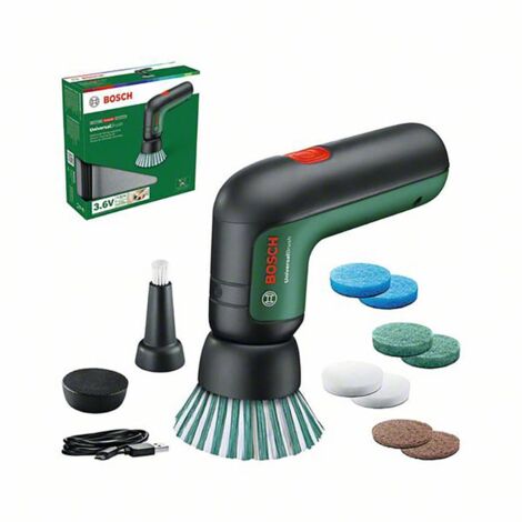 Bosch – Brosse de nettoyage sans fil étanche IPX5 – Accessoires pour surfaces variées – 3,6V 1,5Ah – 215 tours/minute – Nettoyage efficace intérieur/extérieur - V873723