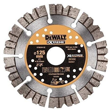 Disque diamant 125 mm pour rainureuse – Coupe rapide béton et maçonnerie – Alésage 22,2 mm – Épaisseur 3 mm – Compatible avec DEWALT DCG200