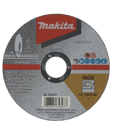 Makita – Disque à tronçonner métal et inox 125mm – Épaisseur 1,6mm – Ø Alésage 22,23mm – Coupe précise – B46931