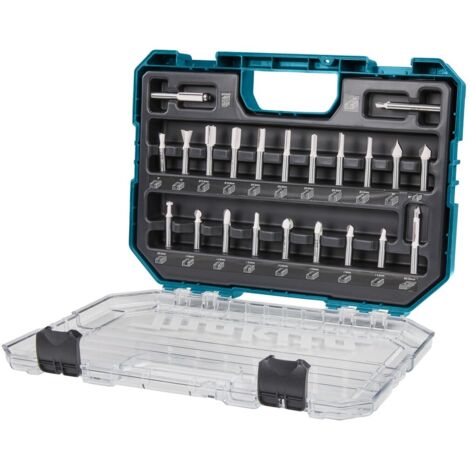 Makita – Coffret de 22 fraises à bois Ø8 mm pour défonceuse – Pointe en carbure de tungstène – Coupe précise pour ébénisterie - D-74784 (1/6)