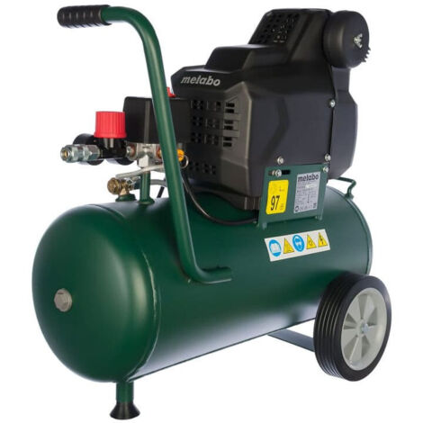 Metabo – Compresseur pneumatique 24 l – Débit 220 l/min – Pression max. 8 bar – Moteur monophasé – Transport facile avec roues caoutchoutées