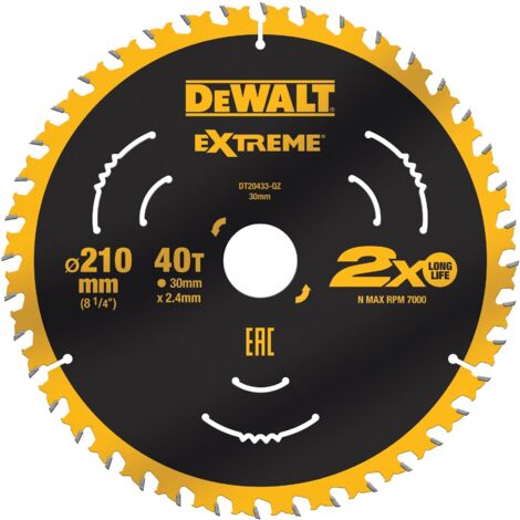 Dewalt – Lame de scie circulaire 210x30 mm – 44 dents pour bois dur et mélamine – Technologie extrême pour coupe nette – Résistante aux chocs (1/4)