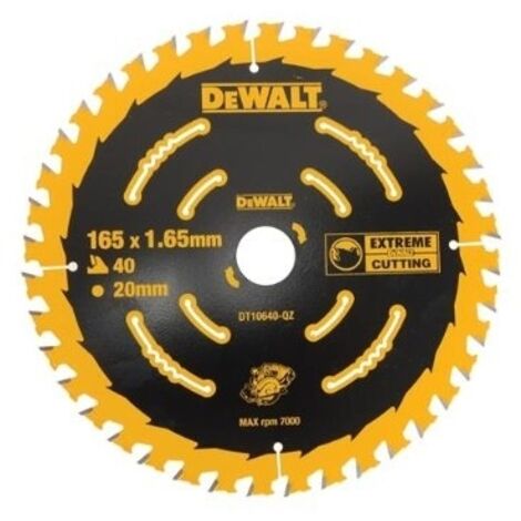 Dewalt – Lame de scie circulaire 165 mm 40T DT10640QZ – Pour bois dur et tendre – Alésage 20 mm – Coupe précise et nette