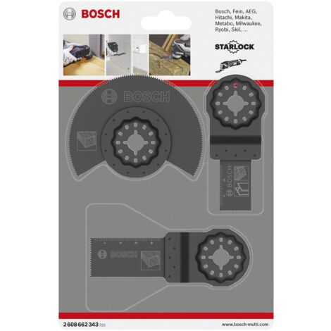 Bosch – Lame d'outil multifonction 3 pièces – Lame de scie HCS pour bois – Spatule HCS – Lame BIM pour bois et métal – Système Starlock