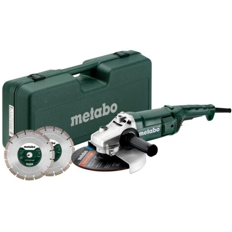 MetaboMetabo Meuleuse d'angle WE 2200-230 avec 2 disques abrasifs dans une --valise - 2200W - 230mm
