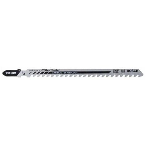 Lames de scie sauteuse BOSCH T341HM, L : 132mm, 3 pieces pour fibres et platres
