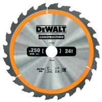 Dewalt – Lame de scie circulaire 250mm – 24 dents ATB – Pour bois dur et matériaux composites – Épaisseur 2mm – Compatible scies fixes