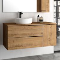 THE BATH POINT Mueble de Baño Con Lavabo Black Capri TOP, Roble con Preciosa Veta, Ancho de 120 cm