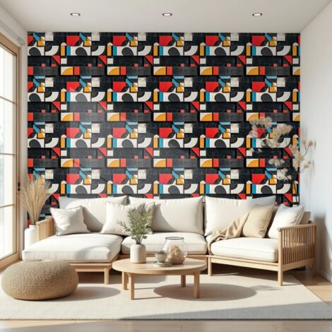 Papel Pintado 3D Geom trico Multicolor Negro papel-pintado-3d-geom-trico-multicolor-negro
