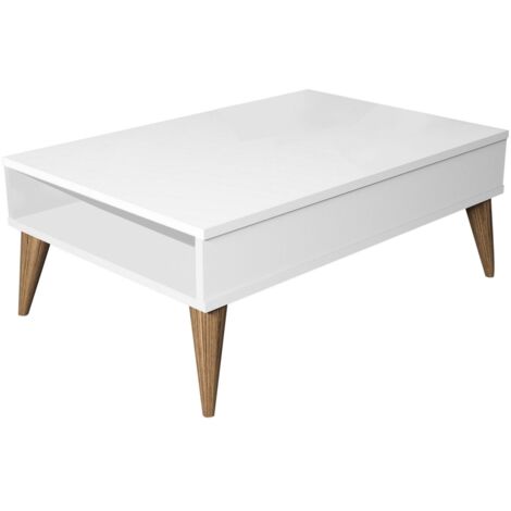 Table basse avec rangement Yaltra L90xP60cm Blanc (1/4)