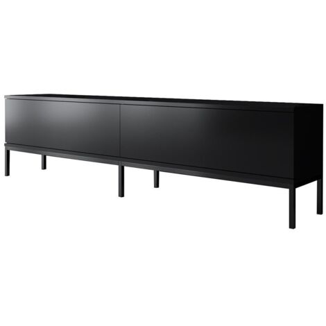 CALICOSY - Meuble TV 2 portes rabattables noir L180 cm - LORD (1/5)