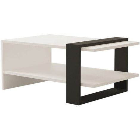 Table basse Kailua L80cm Bois Blanc et Anthracite (1/4)