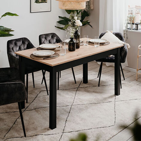 Table à manger extensible 140-180x80x76 cm noir et naturel - VOLUX
