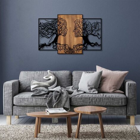 Asir Group Llc – Décoration murale en bois et métal – Design moderne en noyer – Dimensions 125x79 cm – Épaisseur métal 1.5 mm – Pour intérieur élégant (1/5)