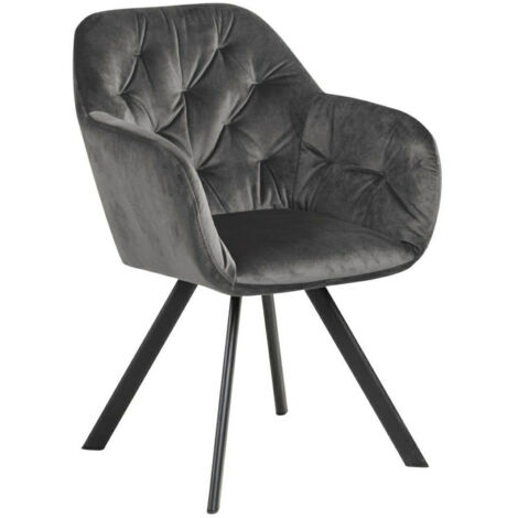 Lot de 2 chaises 57,5x61,5x81,5 cm en velours gris foncé - GABY (1/5)