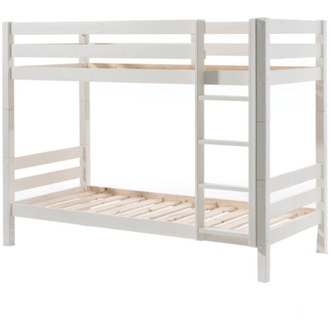 Lit superposé 90x200 pin massif blanc Pino H 160cm (1/4)