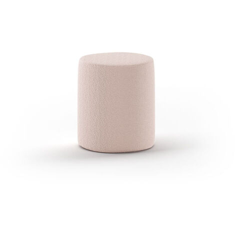 Pouf rond 41x41x41,5 cm en tissu bouclé rose clair - LUNA (1/5)