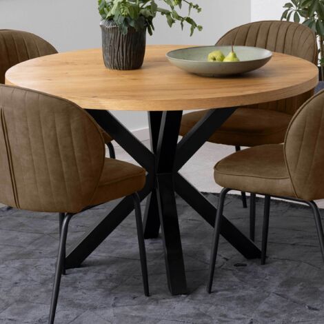 Table de salle à manger Ø120x76,4cm - chêne sauvage (1/5)