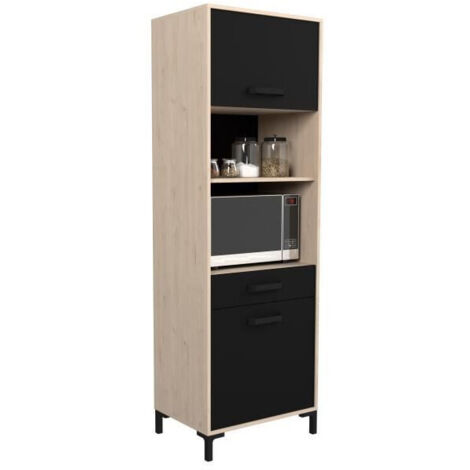 Vaisselier Felicity 60cm, 2 portes - décor chêne/noir (1/5)