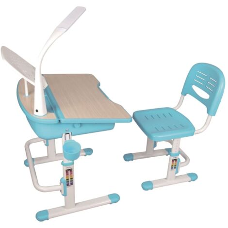 Bureau inclinable réglable bois et métal bleu et bois clair Comfortline (1/5)