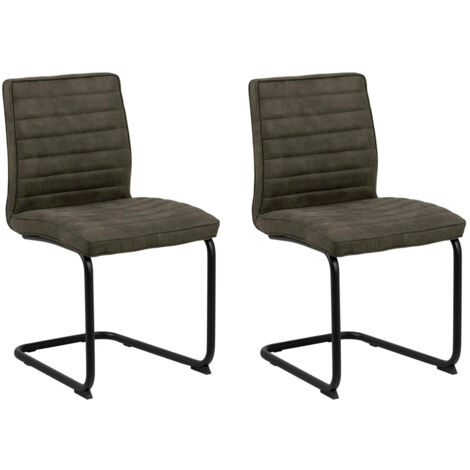 Zola Chaise de salle à manger, chaise luge, vert olive, noir. (1/5)