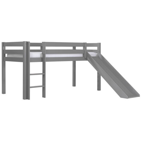 Lit Mi-Hauteur 90x200 avec Toboggan Sommier Inclus Vipack Pino Gris (1/4)
