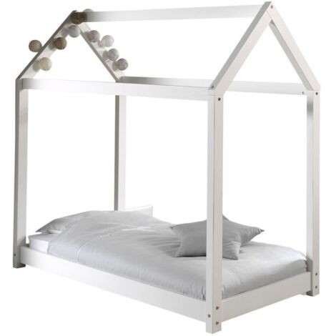 Lit cabane 70x140 cm en bois blanc - ADAHY (1/4)
