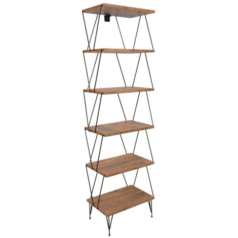 Bibliothèque style industriel Akudi L48cm Métal Noir et Bois clair (1/5)
