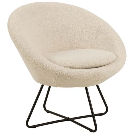 Fauteuil Cezar tissu teddy - crème/noir (1/5)