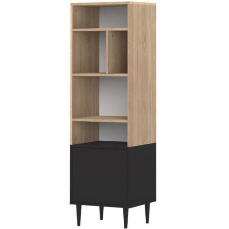 Bibliothèque Horizon petite - chêne/noir (1/5)