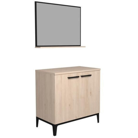 Armoire salle de bains Dotan à 2 portes & miroir - chêne (1/5)