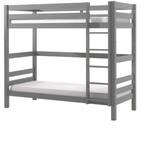 Lit superposé 90x200 pin massif gris Pino H 180cm (1/4)
