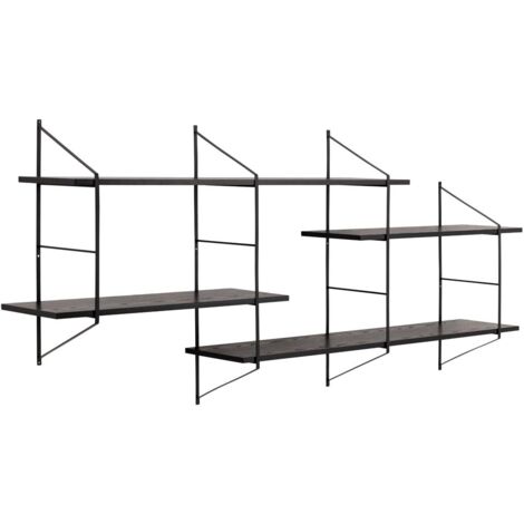 Etagère murale 191x25,5x79 cm décor chêne et métal noir - MICHKA (1/5)