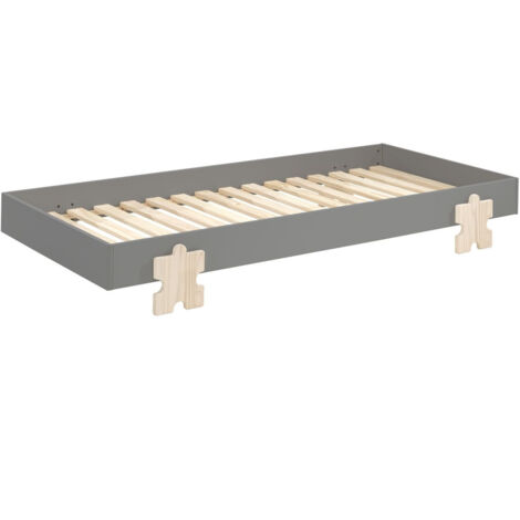 Lit 90x200 pin massif gris et bois clair Valentino (1/2)