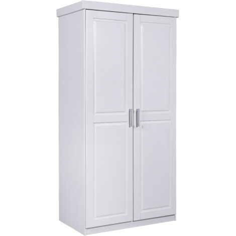 Armoire enfant 2 portes 95 cm – Hauteur 190 cm – Pin massif verni à l'eau – Espace de rangement pratique – Inter Link (1/5)