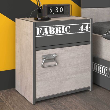 Table de chevet Fabien industriel - beige/gris (1/5)