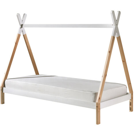 Lit enfant tipi 90x200 cm en pin blanc et naturel - INDY (1/4)