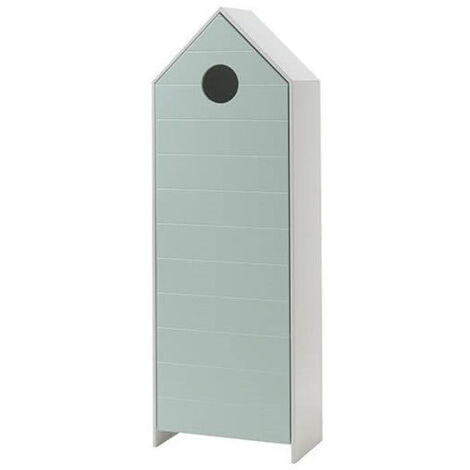 Armoire enfant 1 porte cabine de plage bois laqué vert menthe Camila