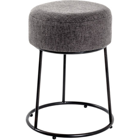 Pouf rond 34x46 cm en tissu anthracite et métal noir (1/3)