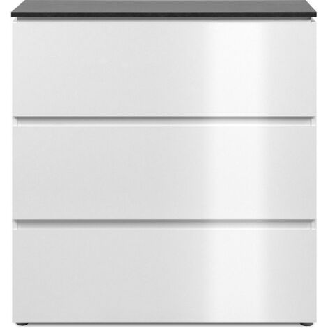Commode 3 tiroirs 88,6x39,8x92,2 cm décor céramique et blanc - CERRY (1/5)