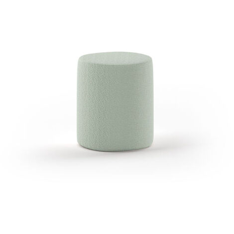 Pouf rond 41x41x41,5 cm en tissu bouclé vert clair - LUNA (1/5)