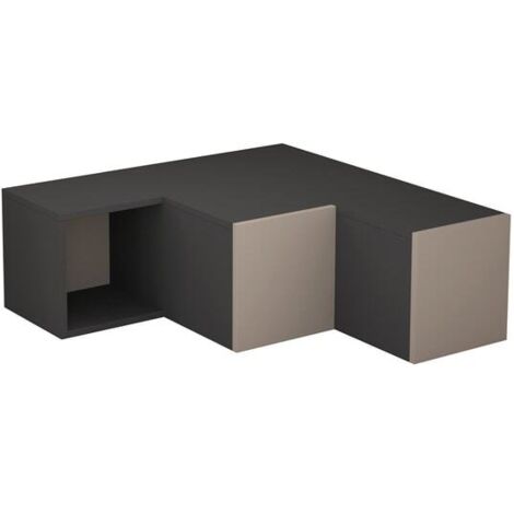 Cotecosy – Meuble TV moderne 100% mélaminé – Couleur anthracite et marron clair – Largeur 90 cm, Hauteur 32 cm, Profondeur 92 cm – Fixation murale incluse (1/4)