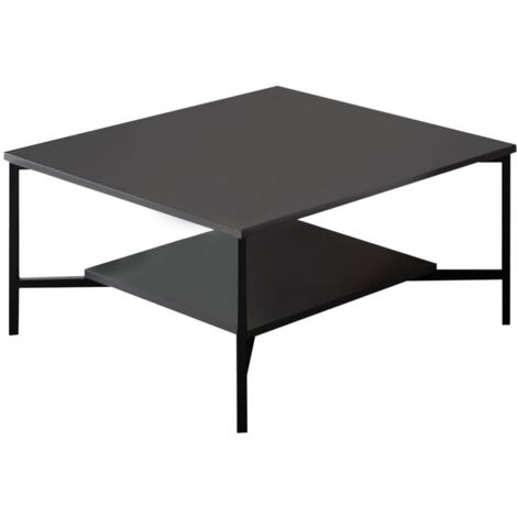 Table basse carrée Harmony 80x80cm Métal Noir et Bois Anthracite (1/4)