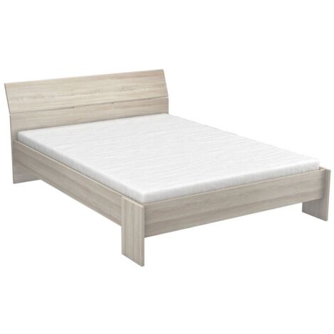 M&S – Lit adulte 140x190/200 cm en bois décor chêne Shannon – Dimensions L 145 x P 205 x H 79 cm – Montage facile (1/5)