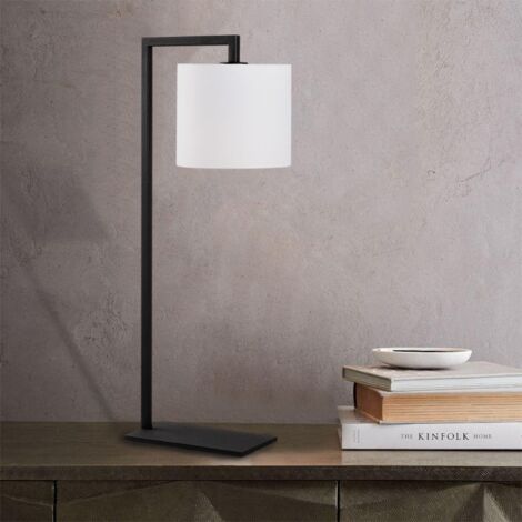 Lampe à poser Comus H65cm Métal Noir et Tissu Blanc (1/5)