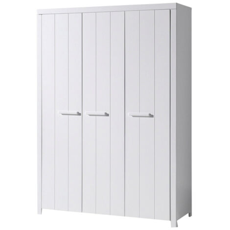 Armoire 3 portes pin massif laqué blanc Erik (1/4)