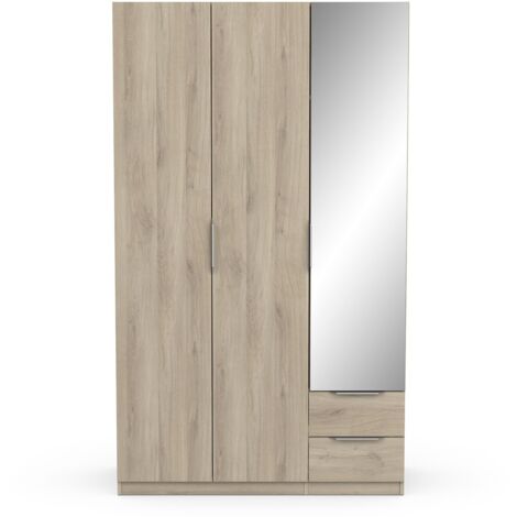CALICOSY - Armoire 3 portes, 2 tiroirs et 1 miroir Ghost - L119,4 cm (1/5)